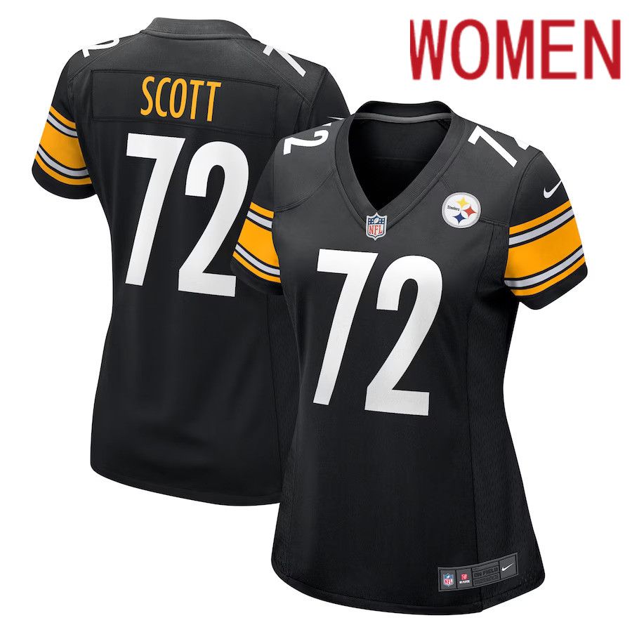 Women Pittsburgh Steelers #72 Trent Scott Nike Black Game Player NFL Jersey